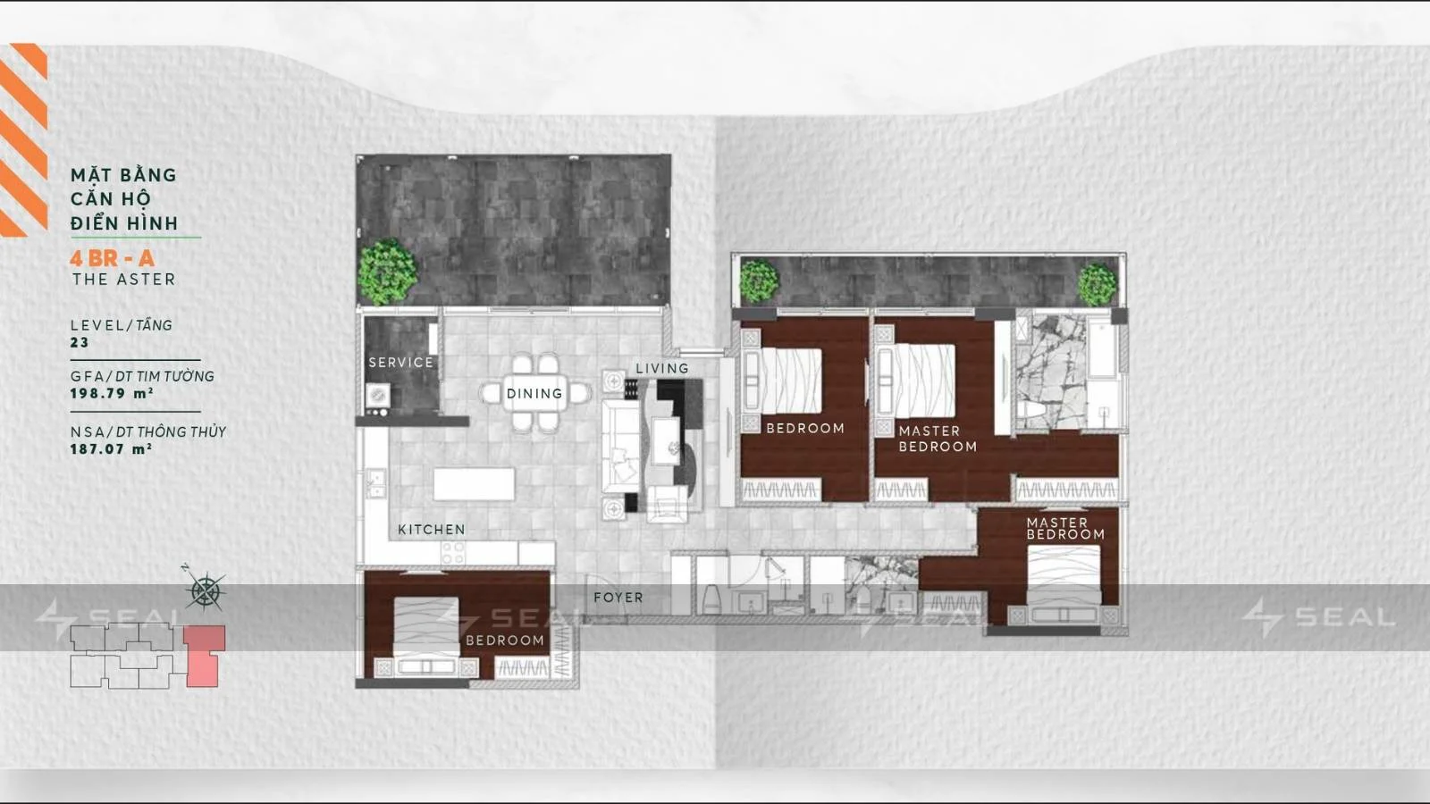 Thiết kế căn hộ 4PN - Urban Green 4BR-A