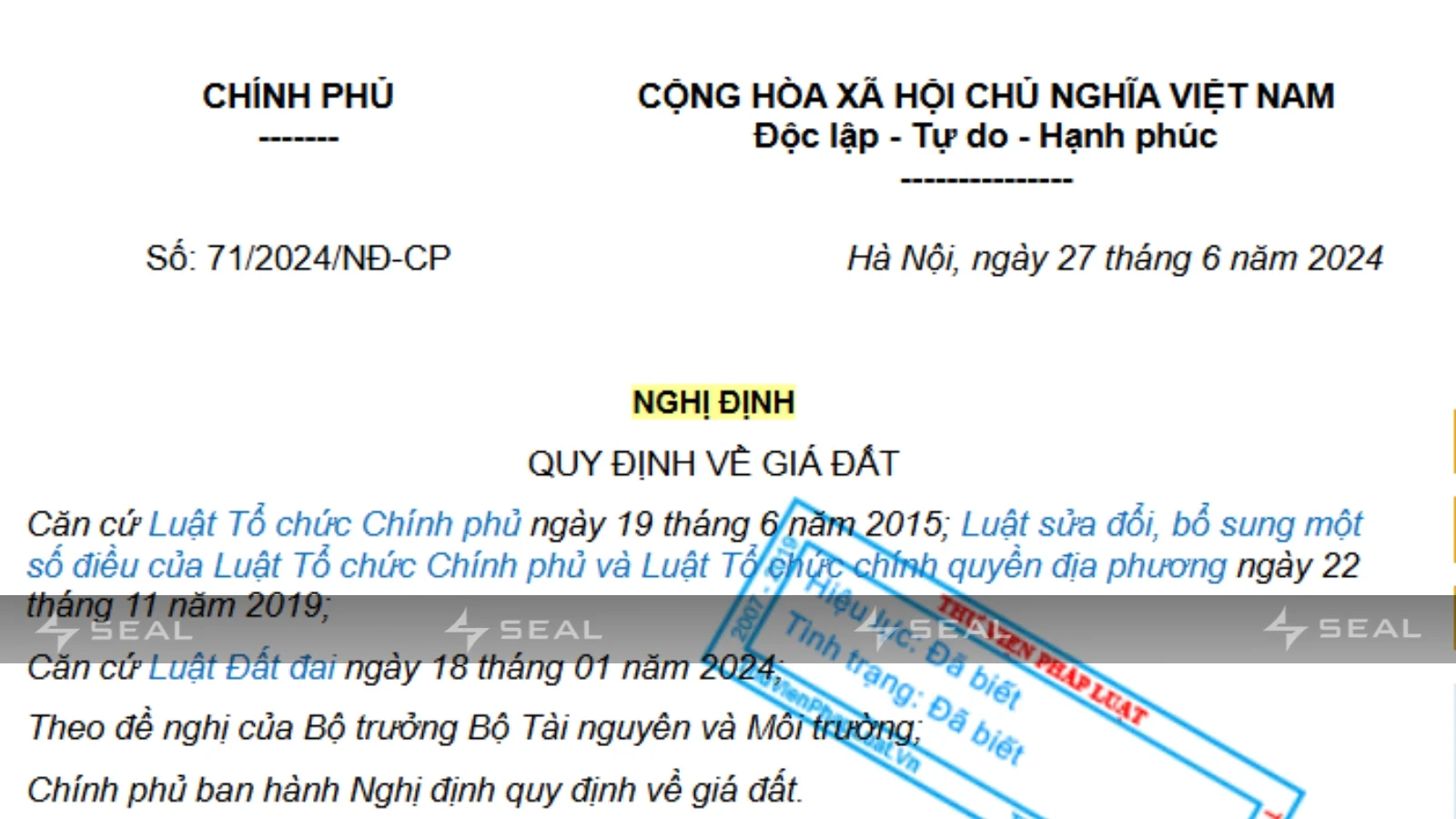 Nghị định 71_2024_NĐ-CP về giá đất